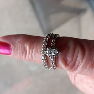 💍💎Swarovski Vittari & Pandora 925 Ring With Pear Shape Zirconia Stone Size 7.5